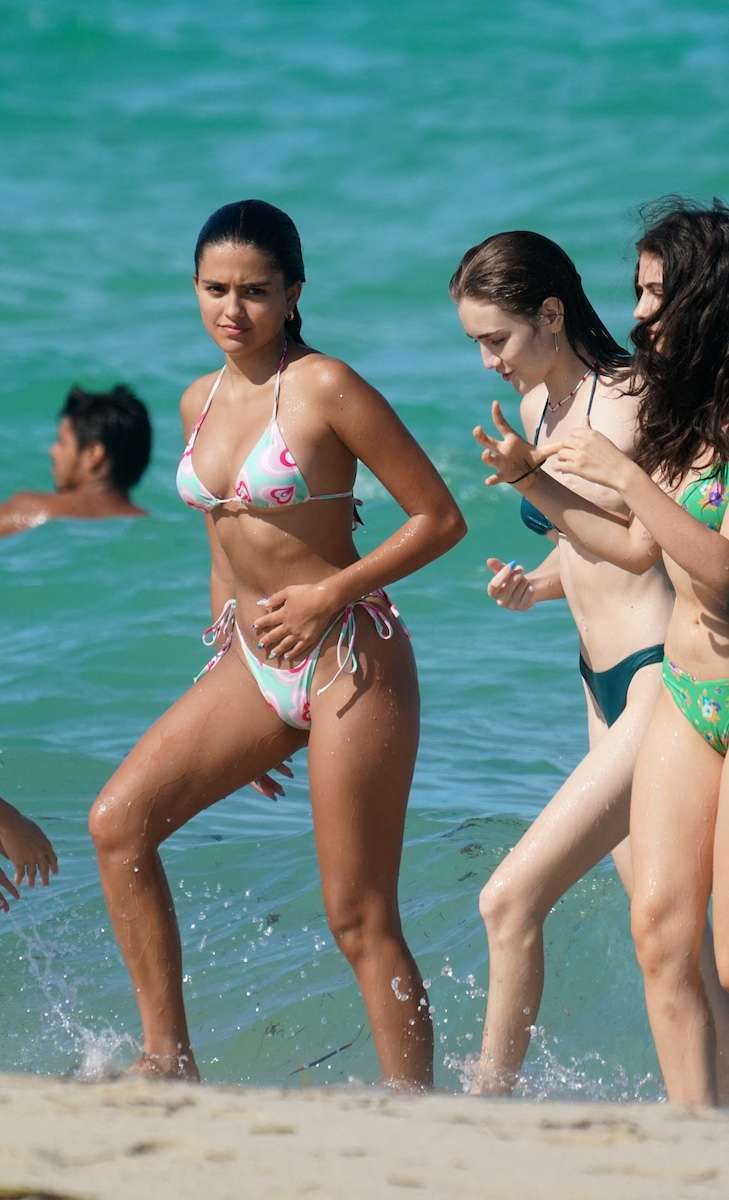 Maia Reficco in Bikini on the Beach with Friends in Miami