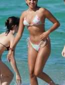 Maia Reficco in Bikini on the Beach with Friends in Miami