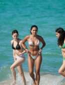 Maia Reficco in Bikini on the Beach with Friends in Miami