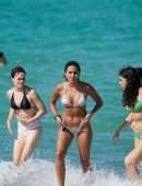 Maia Reficco in Bikini on the Beach with Friends in Miami