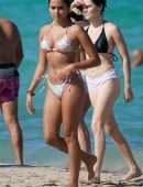 Maia Reficco in Bikini on the Beach with Friends in Miami