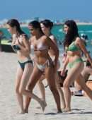 Maia Reficco in Bikini on the Beach with Friends in Miami