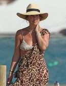 Myleene Klass in Printed Swimwear in Spain