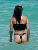 Paris Berelc in a Thong Bikini on the Beach in Miami