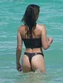 Paris Berelc in a Thong Bikini on the Beach in Miami