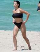 Paris Berelc in a Thong Bikini on the Beach in Miami