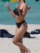 Paris Berelc in a Thong Bikini on the Beach in Miami