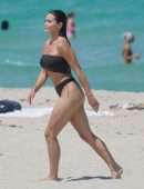 Paris Berelc in a Thong Bikini on the Beach in Miami