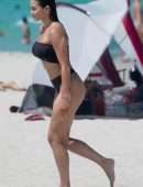Paris Berelc in a Thong Bikini on the Beach in Miami
