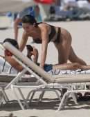 Paris Berelc in a Thong Bikini on the Beach in Miami