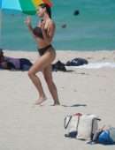 Paris Berelc in a Thong Bikini on the Beach in Miami