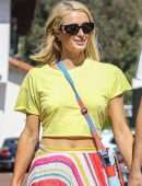Paris Hilton "Pokies" in Yellow tshirt Out in Malibu