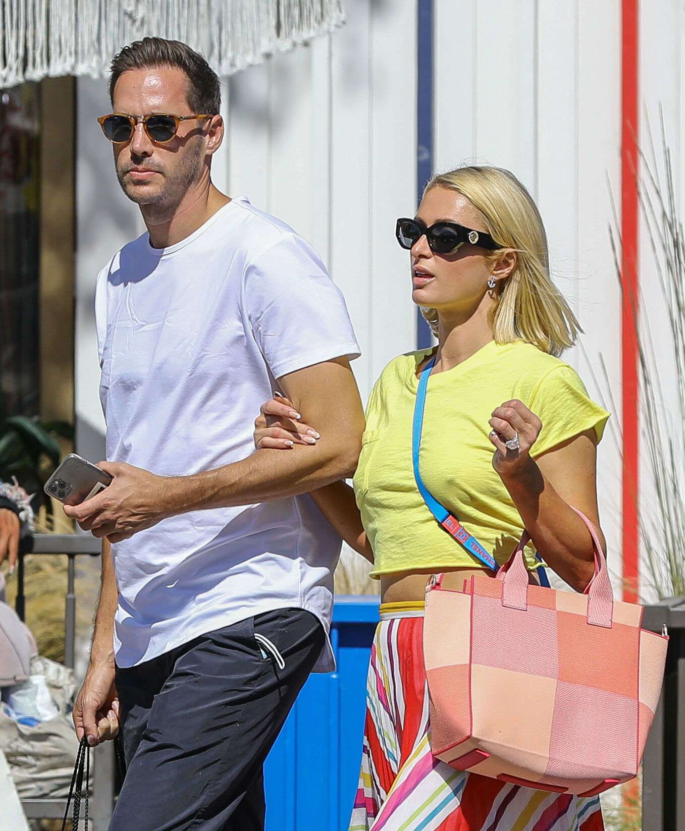 Paris Hilton "Pokies" in Yellow tshirt Out in Malibu