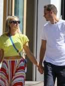 Paris Hilton "Pokies" in Yellow tshirt Out in Malibu