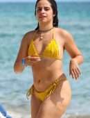 Camila Cabello Booty in Mustard Bikini at a Beach in Miami
