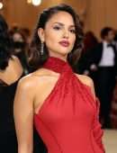 Eiza Gonzalez Gorgeous Leggy in Sexy Red Dress at 2021 Met Gala in New York