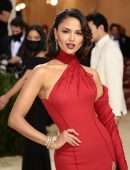 Eiza Gonzalez Gorgeous Leggy in Sexy Red Dress at 2021 Met Gala in New York