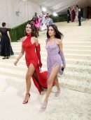 Eiza Gonzalez Gorgeous Leggy in Sexy Red Dress at 2021 Met Gala in New York