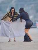 Kim Kardashian Booty in a Black Thong Bikini at the Beach in Malibu