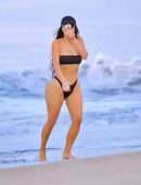 Kim Kardashian Booty in a Black Thong Bikini at the Beach in Malibu