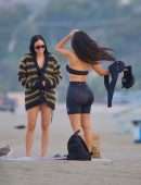 Kim Kardashian Booty in a Black Thong Bikini at the Beach in Malibu