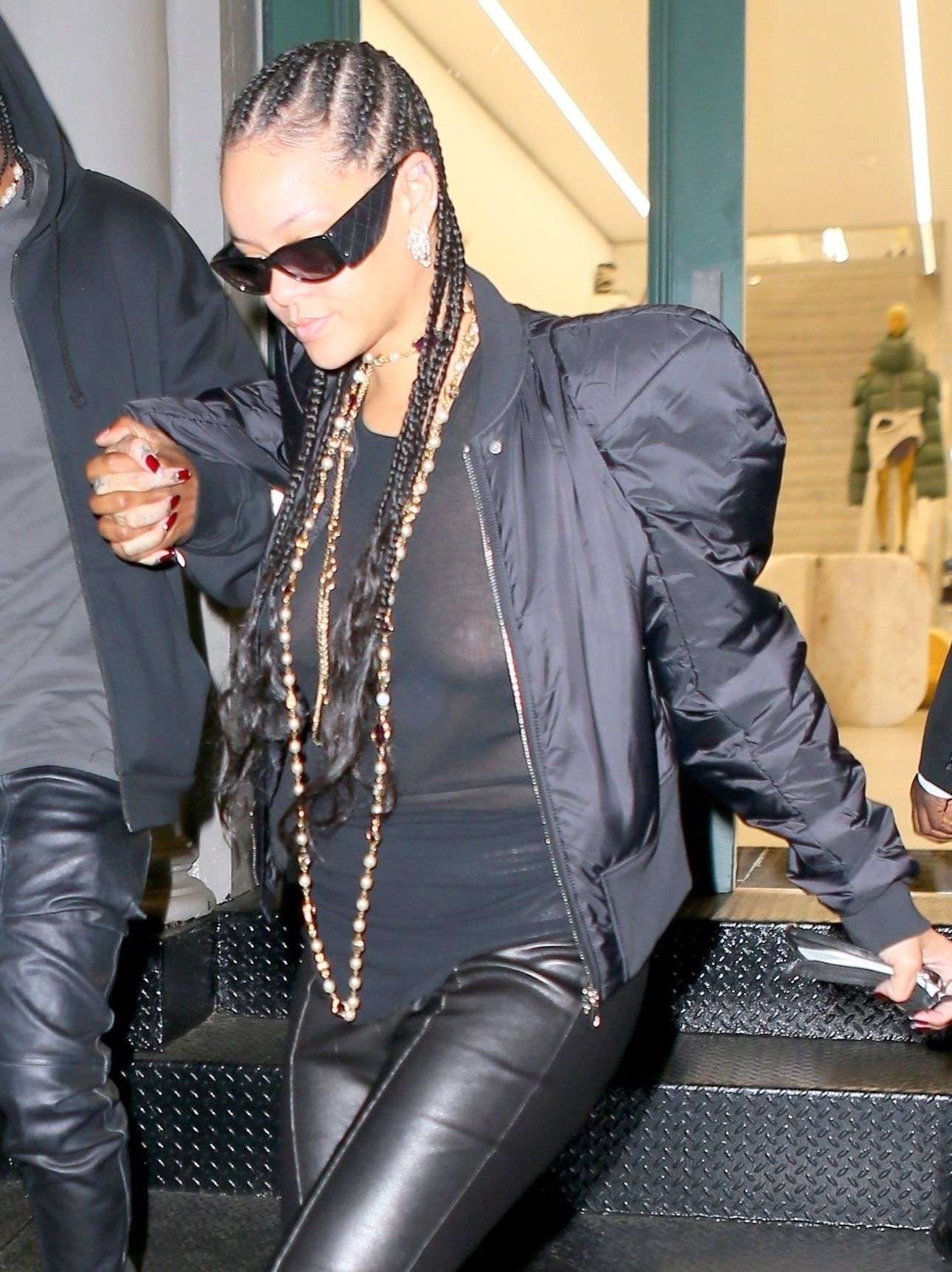 Rihanna Pokies in a Sheer Top, Out in New York