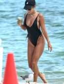 Vanessa Hudgens Booty in Black Swimsuit on a Beach in Miami