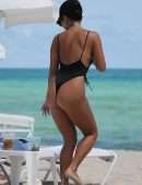 Vanessa Hudgens Booty in Black Swimsuit on a Beach in Miami