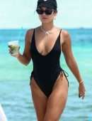 Vanessa Hudgens Booty in Black Swimsuit on a Beach in Miami