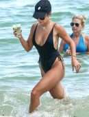 Vanessa Hudgens Booty in Black Swimsuit on a Beach in Miami