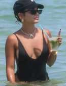 Vanessa Hudgens Booty in Black Swimsuit on a Beach in Miami