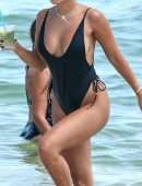 Vanessa Hudgens Booty in Black Swimsuit on a Beach in Miami