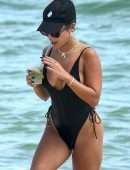 Vanessa Hudgens Booty in a Black Swimsuit on a Beach in Miami