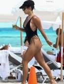 Vanessa Hudgens Booty in a Black Swimsuit on a Beach in Miami