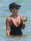 Vanessa Hudgens Booty in a Black Swimsuit on a Beach in Miami