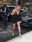 Chrissy Teigen Leggy in a Short Black Dress, Smiling' Out in New York