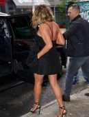 Chrissy Teigen Leggy in a Short Black Dress, Smiling' Out in New York