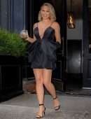 Chrissy Teigen Leggy in a Short Black Dress, Smiling' Out in New York