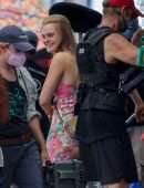 Elle Fanning Upskirt while Riding a Bicycle at Hulu’s TV Series Set in Tybee Island