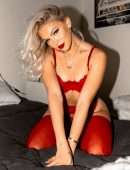 Jordyn Jones Booty in a Red Lingerie Photoshoot
