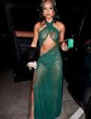 Karrueche Tran See-Through Booty in a Tiny Thong Dress Out in Los Angeles