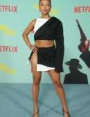 Karrueche Tran Upskirt at the Premiere of “The Harder They Fall” in Los Angeles