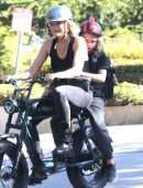 Malin Akerman Enjoying an Electric Bike Ride with her Son in Los Feliz