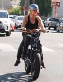 Malin Akerman Enjoying an Electric Bike Ride with her Son in Los Feliz