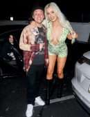 Tana Mongeau Leggy and Cleavage, Kissing Out in Los Angeles