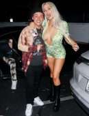 Tana Mongeau Leggy and Cleavage, Kissing Out in Los Angeles
