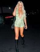 Tana Mongeau Leggy and Cleavage, Kissing Out in Los Angeles