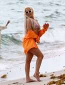 Tana Mongeau Booty in a Bikini with Friends on Beach in Miami