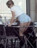 Addison Rae Booty in Denim Shorts at Joan’s On Third in West Hollywood