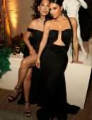 Kim Kardashian Cleavage in a Black Dress at Paris Hilton’s Wedding in Los Angeles